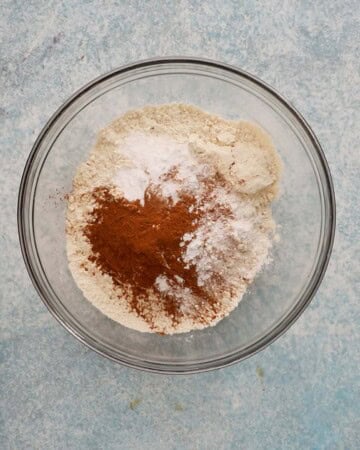 flour mixture in a glass bowl. 